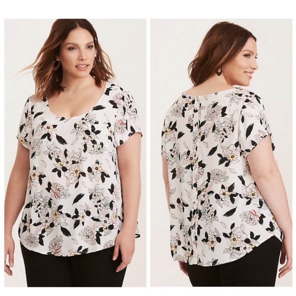 Torrid Floral Georgette Short Sleeve Top